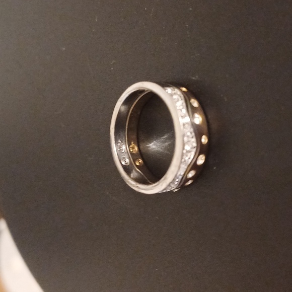 Swarovski Ring 2 Bands Authentic w faux diamond crystal US 5.5 + a gift - Picture 7 of 8